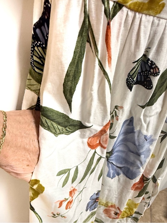 Ellen Tracy Linen-Blend Dress Midi Sleeveless White Floral Sz 10 NWT - Picture 5 of 11